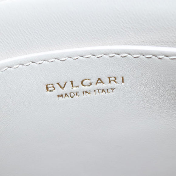 BVLGARI Serpenti Accessory Pouch Leather White Gold Auth 101324SA