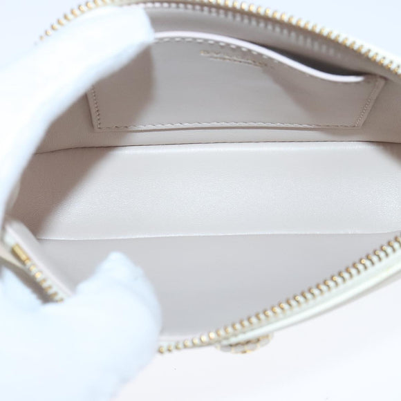 BVLGARI Serpenti Accessory Pouch Leather White Gold Auth 101324SA