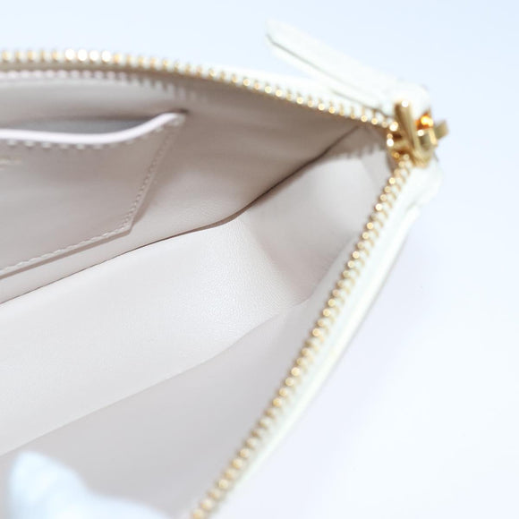 BVLGARI Serpenti Accessory Pouch Leather White Gold Auth 101324SA