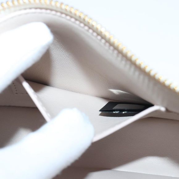 BVLGARI Serpenti Accessory Pouch Leather White Gold Auth 101324SA