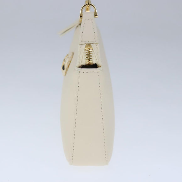 BVLGARI Serpenti Accessory Pouch Leather White Gold Auth 101324SA