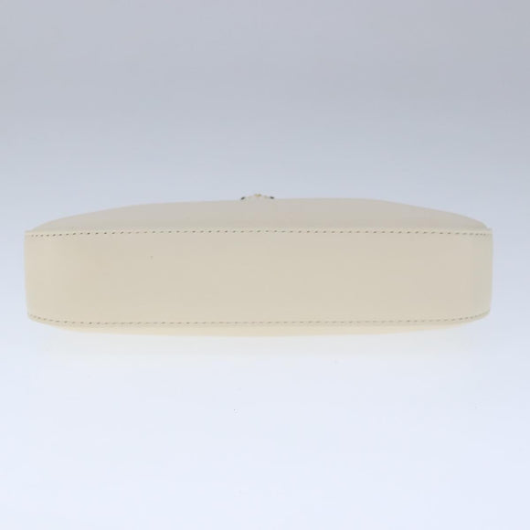 BVLGARI Serpenti Accessory Pouch Leather White Gold Auth 101324SA