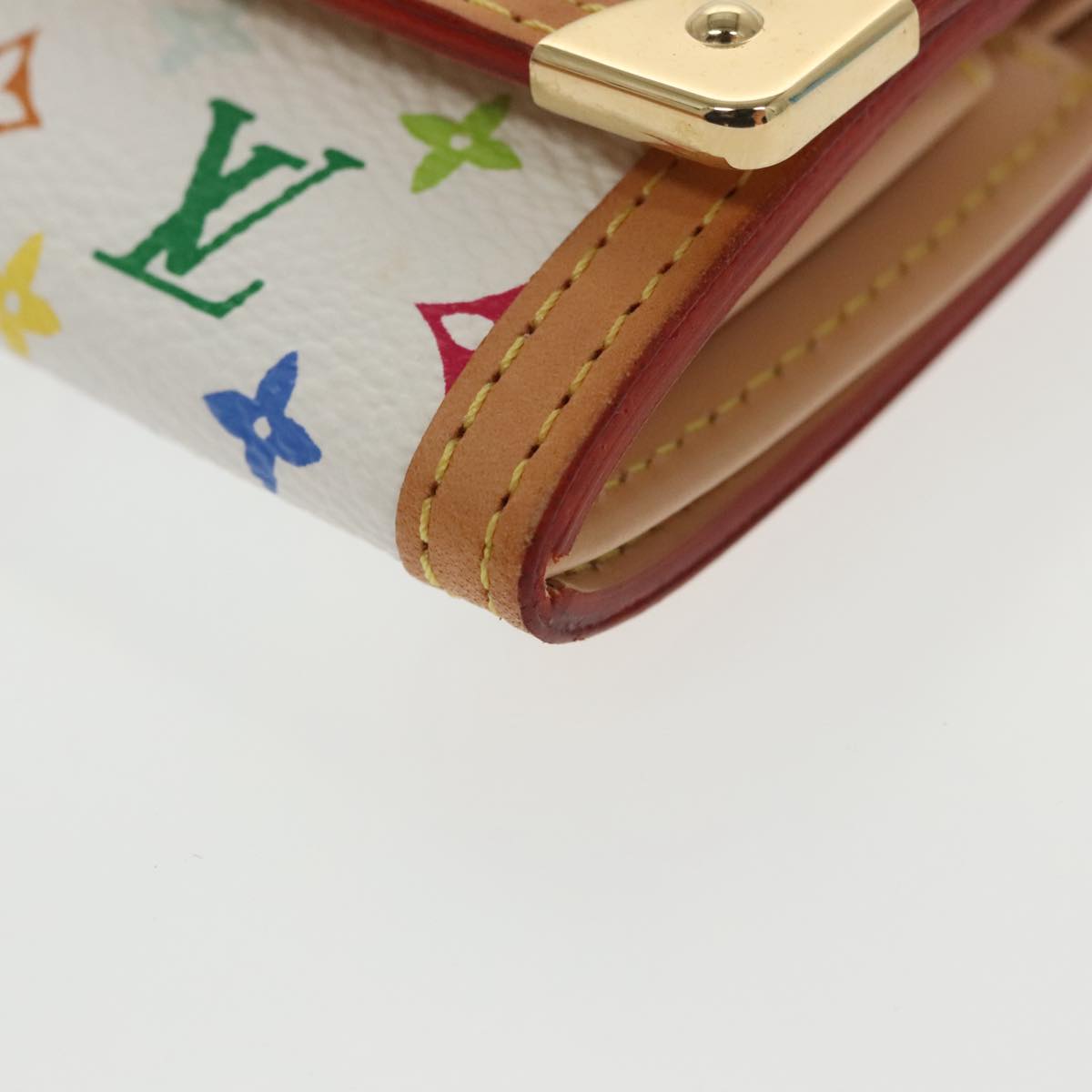 LOUIS VUITTON Monogram Multicolor Porte Monnaie Plat White M92657 Auth 101330SA