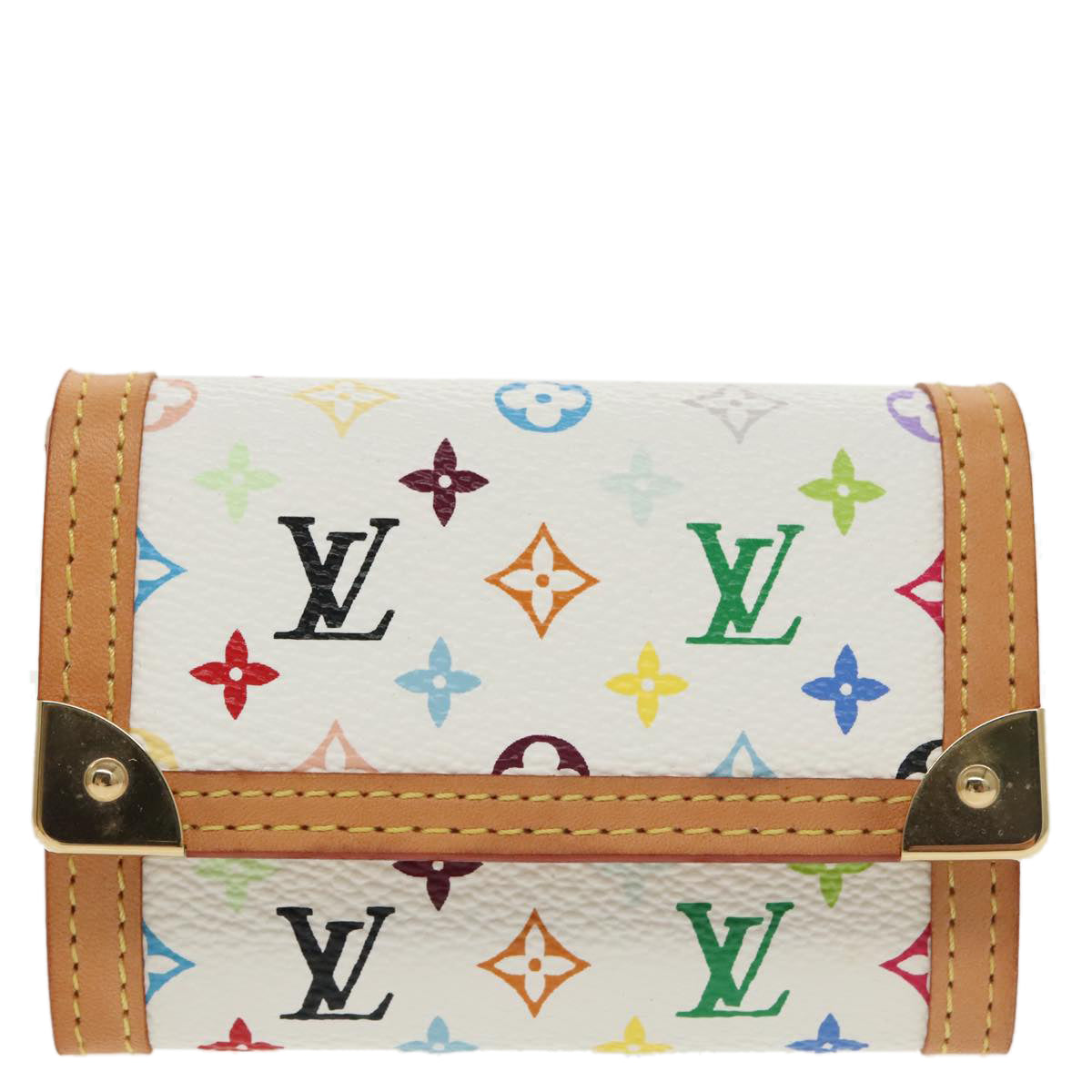 LOUIS VUITTON Monogram Multicolor Porte Monnaie Plat White M92657 Auth 101330SA - 0