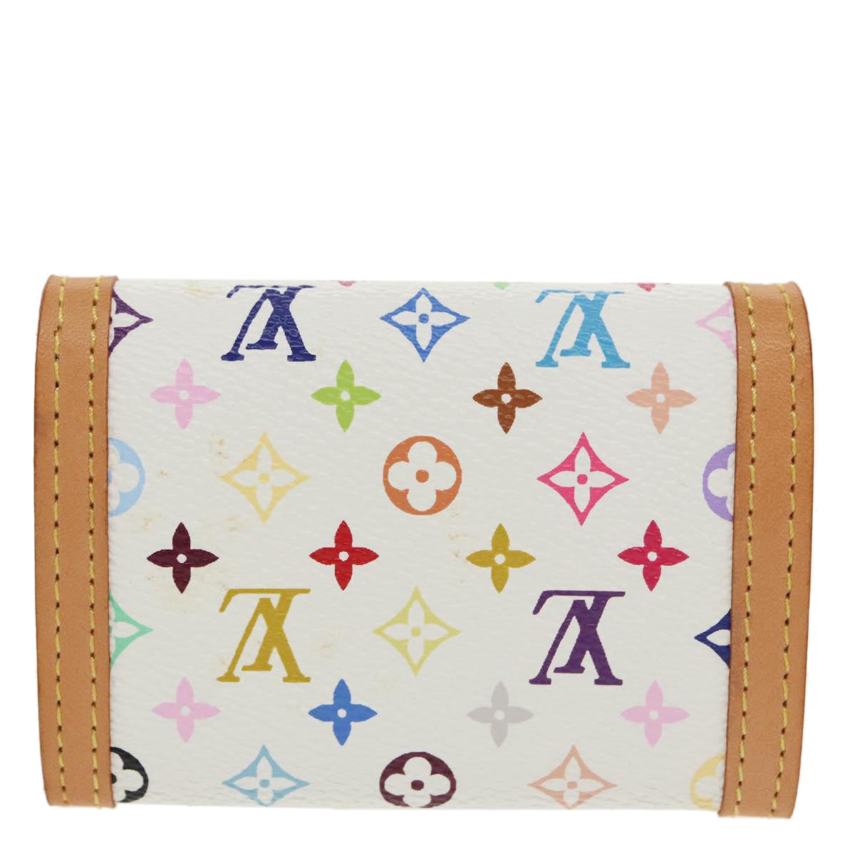 LOUIS VUITTON Monogram Multicolor Porte Monnaie Plat White M92657 Auth 101330SA