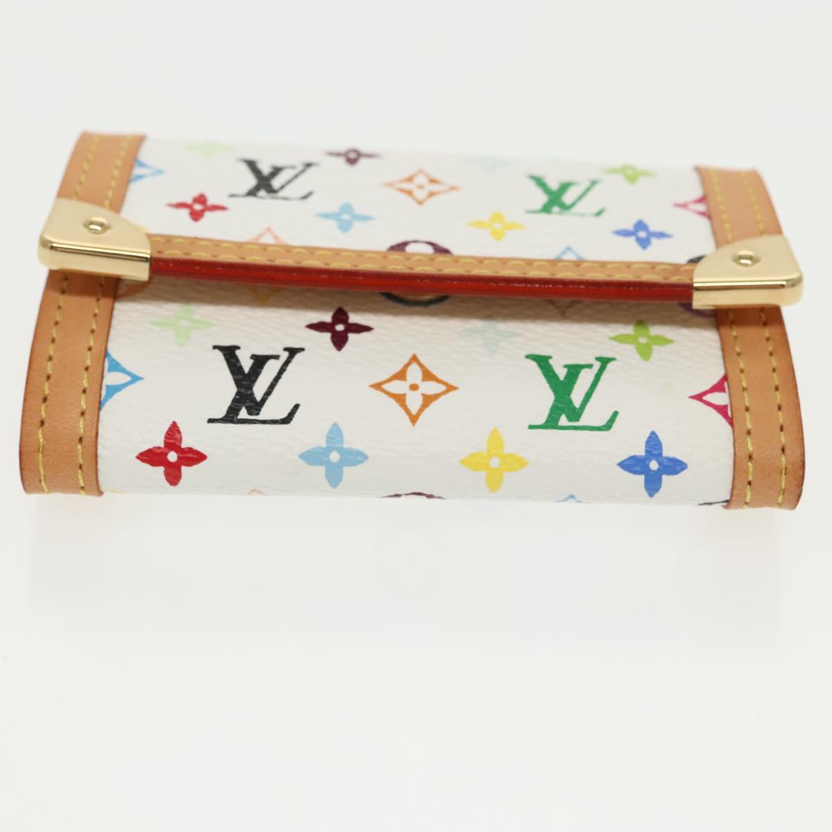 LOUIS VUITTON Monogram Multicolor Porte Monnaie Plat White M92657 Auth 101330SA