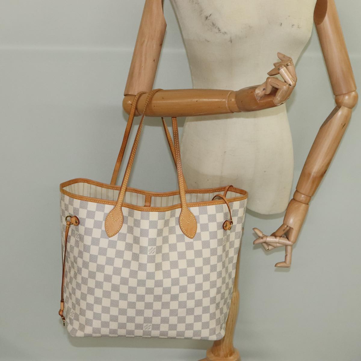 LOUIS VUITTON Damier Azur Neverfull MM Tote Bag N51107 LV Auth 101333A