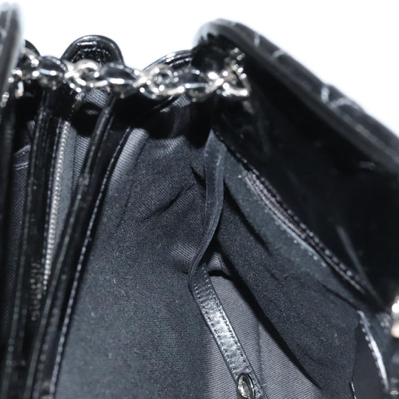 CHANEL Matelasse Chain Shoulder Bag Enamel Black CC Auth 101334AV