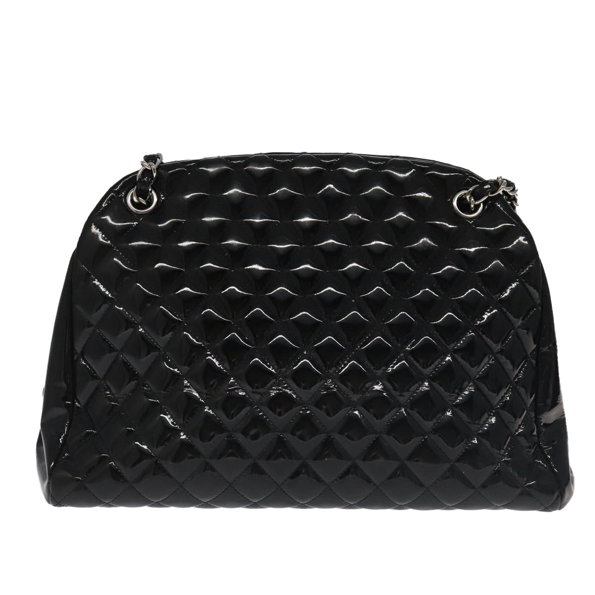 CHANEL Matelasse Chain Shoulder Bag Enamel Black CC Auth 101334A