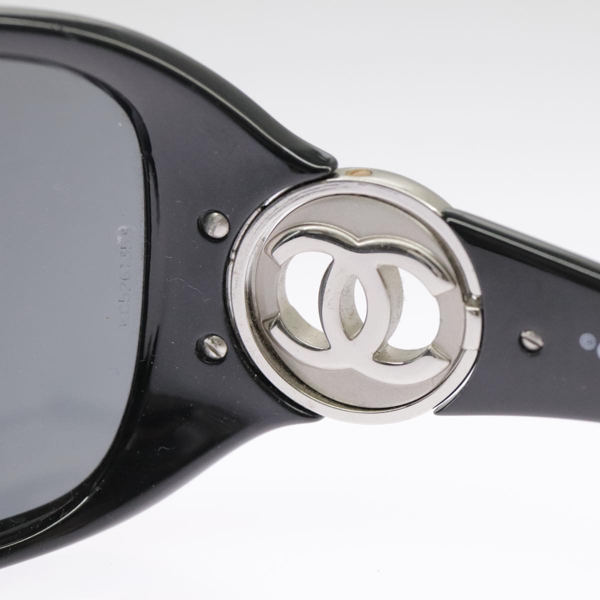 CHANEL Sunglasses plastic Black CC Auth 101335