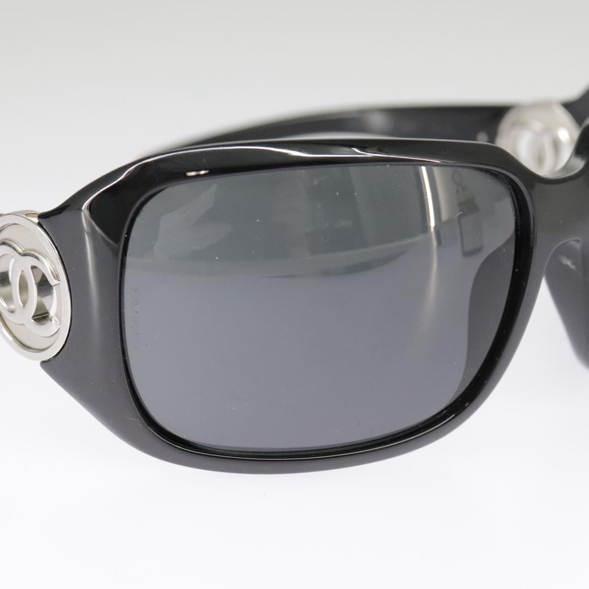 CHANEL Sunglasses plastic Black CC Auth 101335