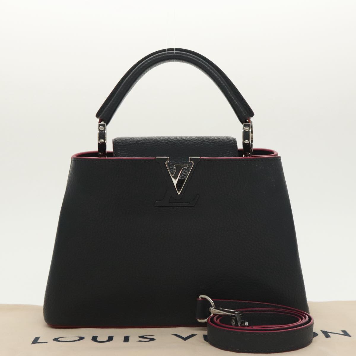 LOUIS VUITTON Parnasea Capusine BB Bag Leather 2way Black M94517 Auth 101337SA