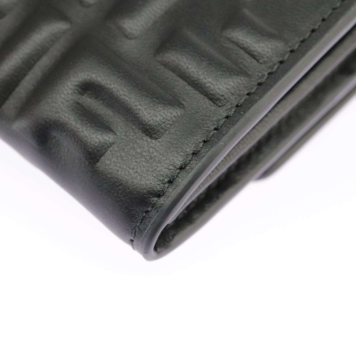 FENDI Zucca Canvas Chain Long Wallet Black 8M0365 Auth 101345A