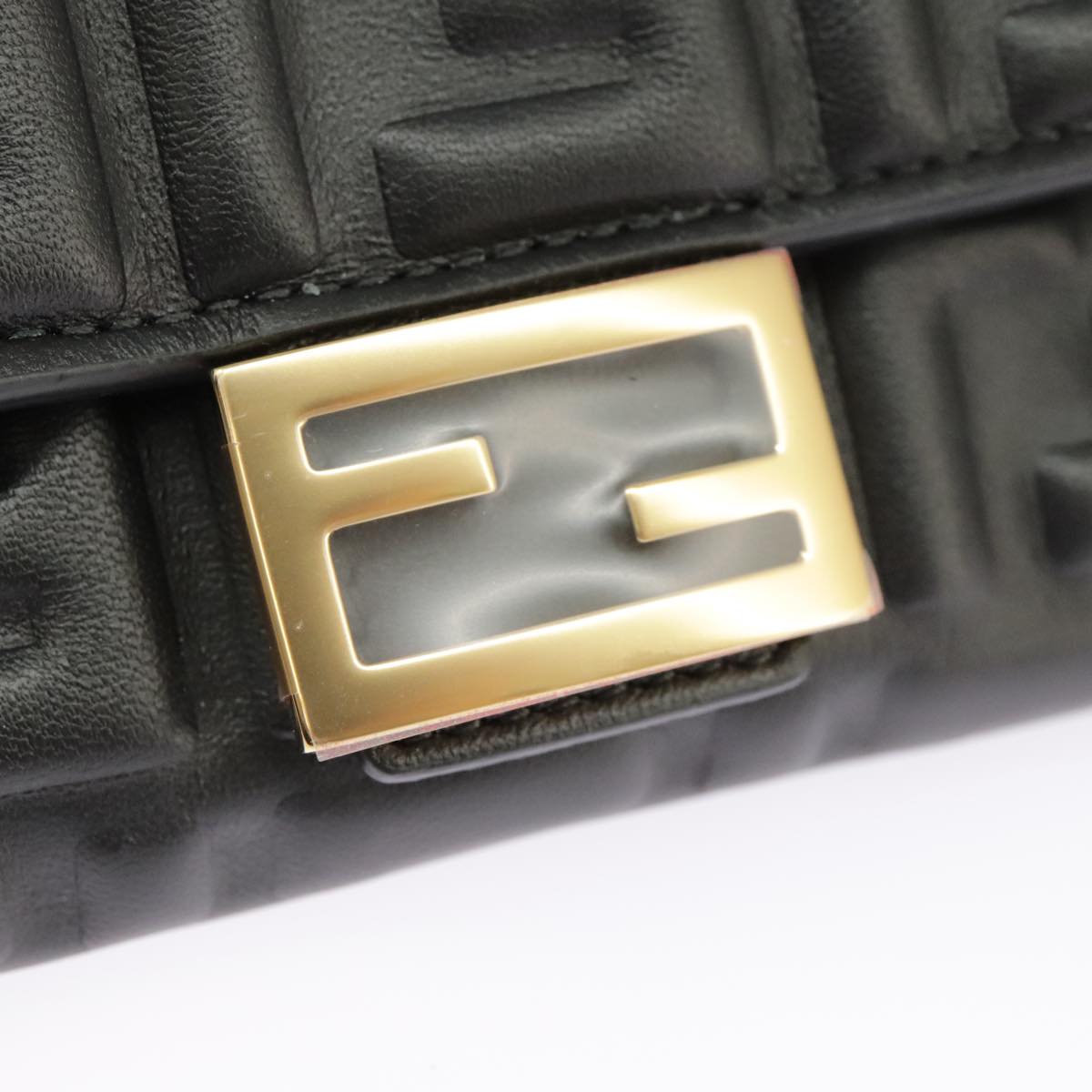 FENDI Zucca Canvas Chain Long Wallet Black 8M0365 Auth 101345A