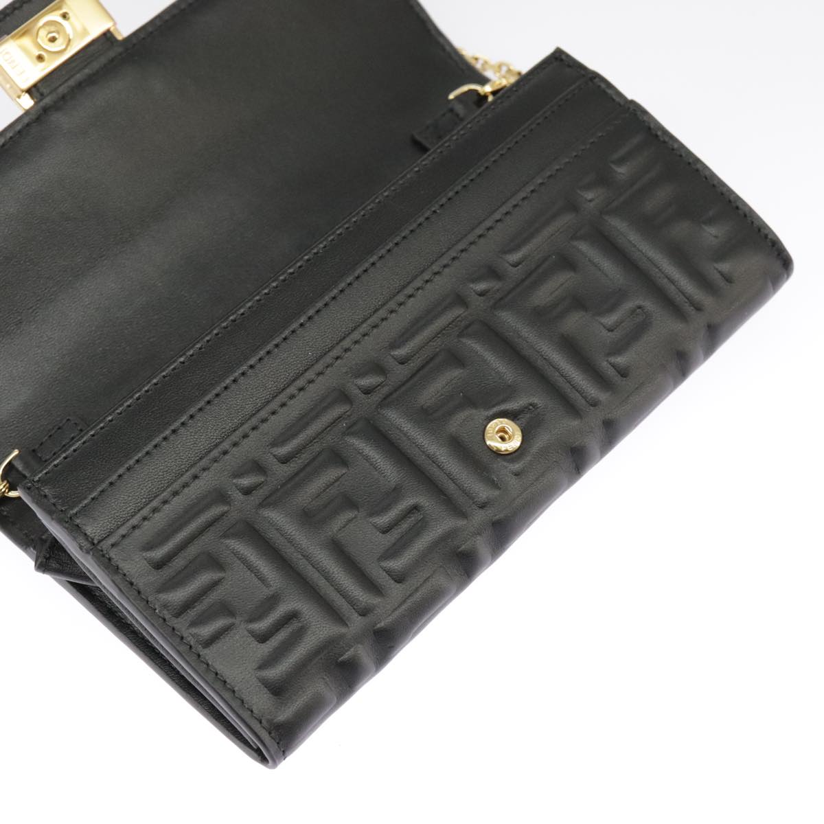 FENDI Zucca Canvas Chain Long Wallet Black 8M0365 Auth 101345A