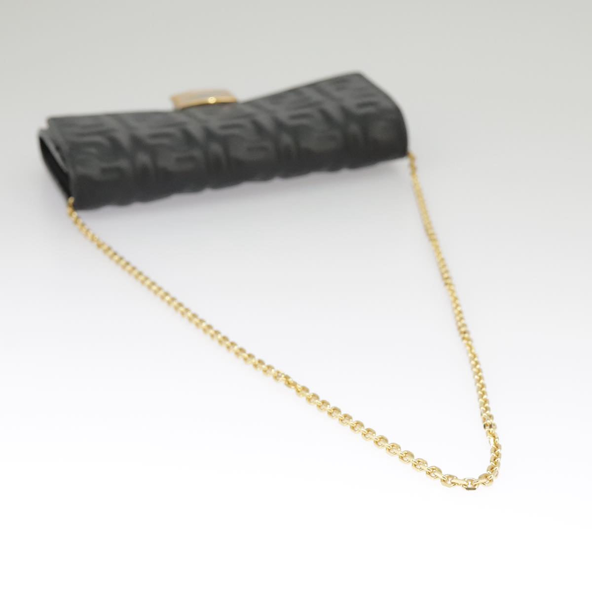 FENDI Zucca Canvas Chain Long Wallet Black 8M0365 Auth 101345A