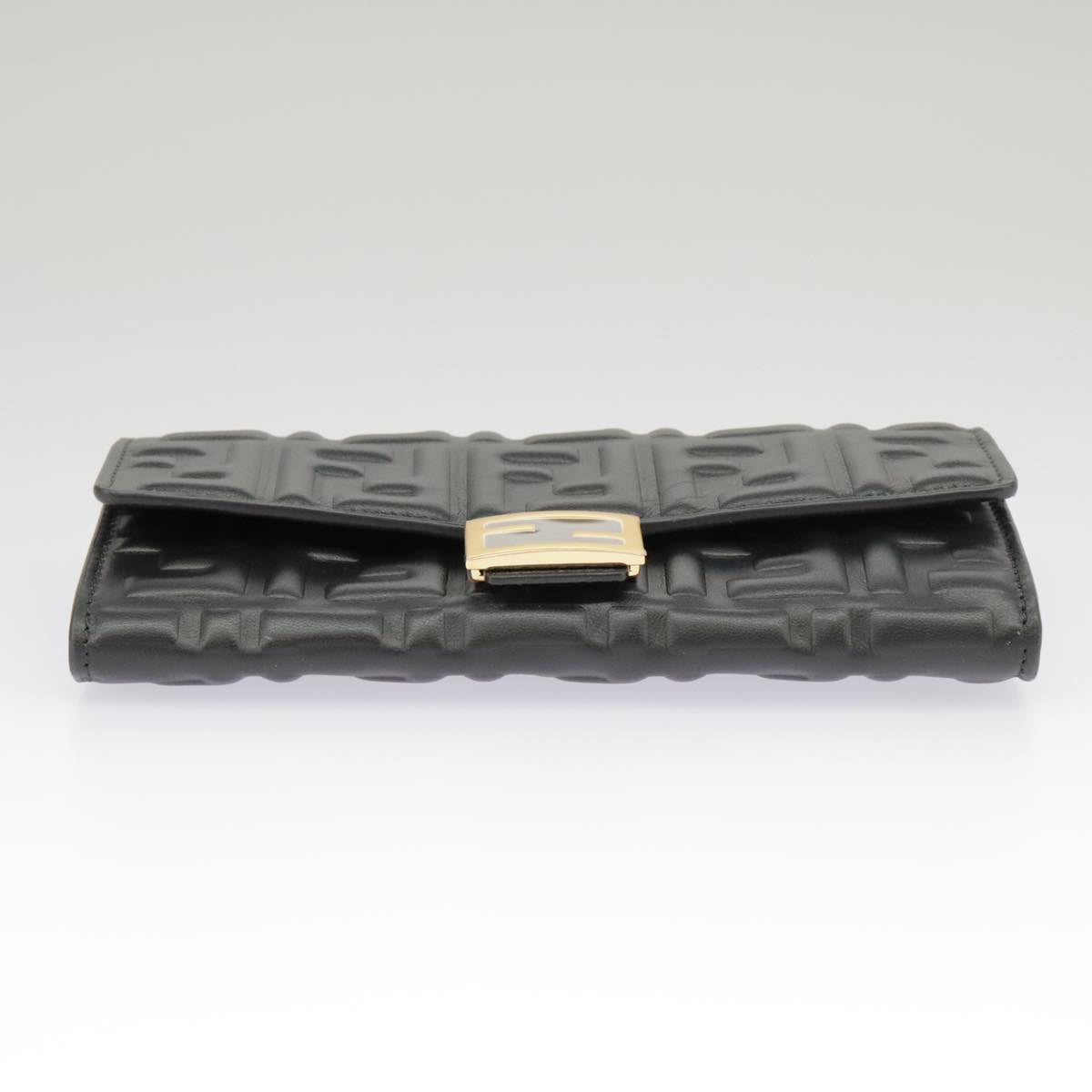 FENDI Zucca Canvas Chain Long Wallet Black 8M0365 Auth 101345A