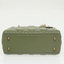 Christian Dior Canage Small Lady Dior Bag Lamb Skin 2way Green Gold Auth 101347A-6