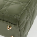 Christian Dior Canage Small Lady Dior Bag Lamb Skin 2way Green Gold Auth 101347A-16