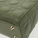 Christian Dior Canage Small Lady Dior Bag Lamb Skin 2way Green Gold Auth 101347A-18