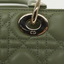 Christian Dior Canage Small Lady Dior Bag Lamb Skin 2way Green Gold Auth 101347A-19