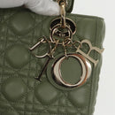 Christian Dior Canage Small Lady Dior Bag Lamb Skin 2way Green Gold Auth 101347A-20