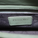 Christian Dior Canage Small Lady Dior Bag Lamb Skin 2way Green Gold Auth 101347A-21