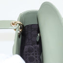 Christian Dior Canage Small Lady Dior Bag Lamb Skin 2way Green Gold Auth 101347A-23