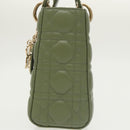 Christian Dior Canage Small Lady Dior Bag Lamb Skin 2way Green Gold Auth 101347A-5
