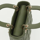 Christian Dior Canage Small Lady Dior Bag Lamb Skin 2way Green Gold Auth 101347A-7