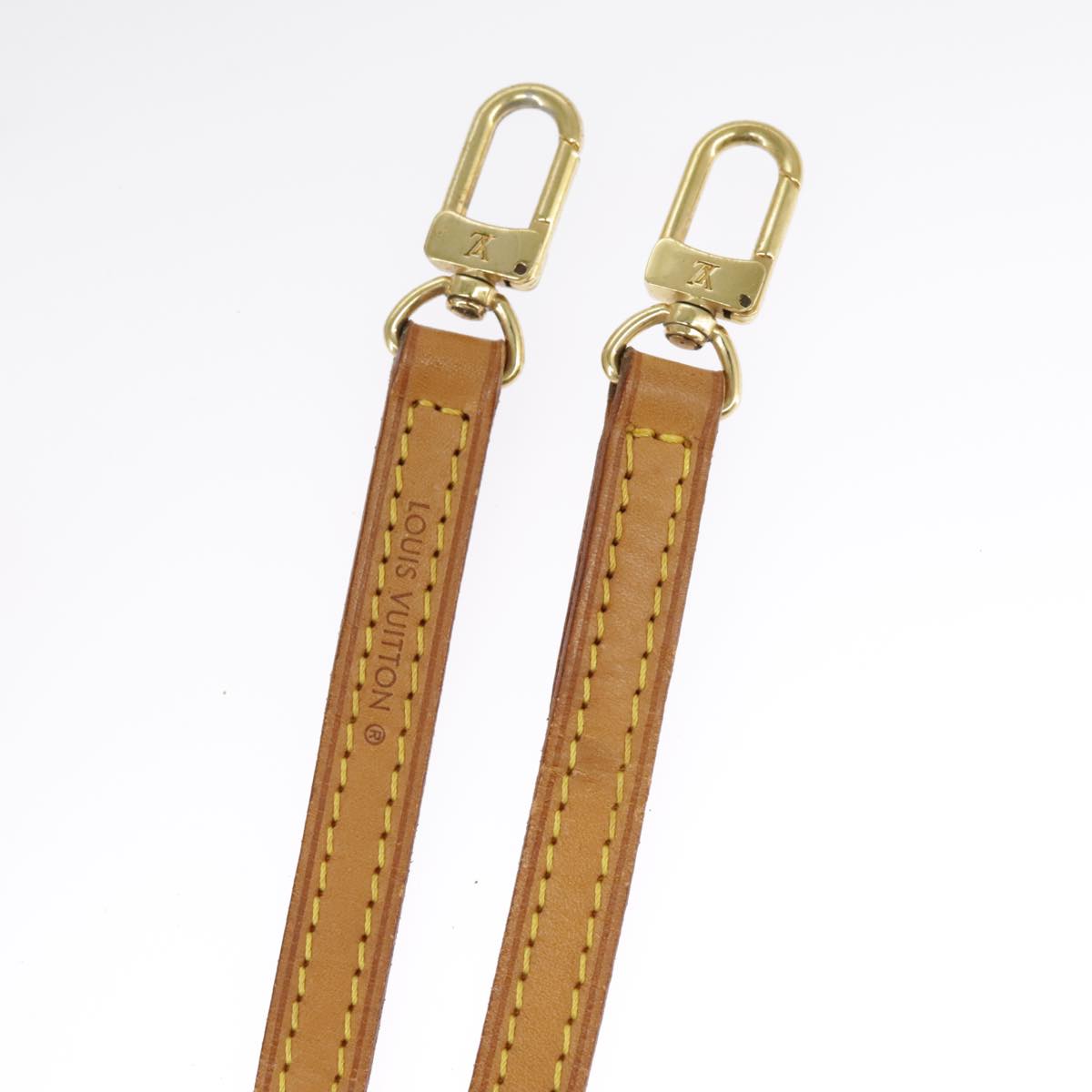 LOUIS VUITTON Shoulder Strap Leather 44.5"" Beige LV Auth 101352