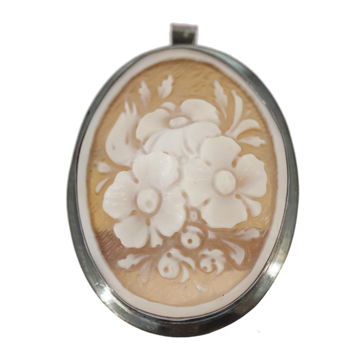 Salvatore Ferragamo cameo Brooch metal Silver Auth 101359 - 0