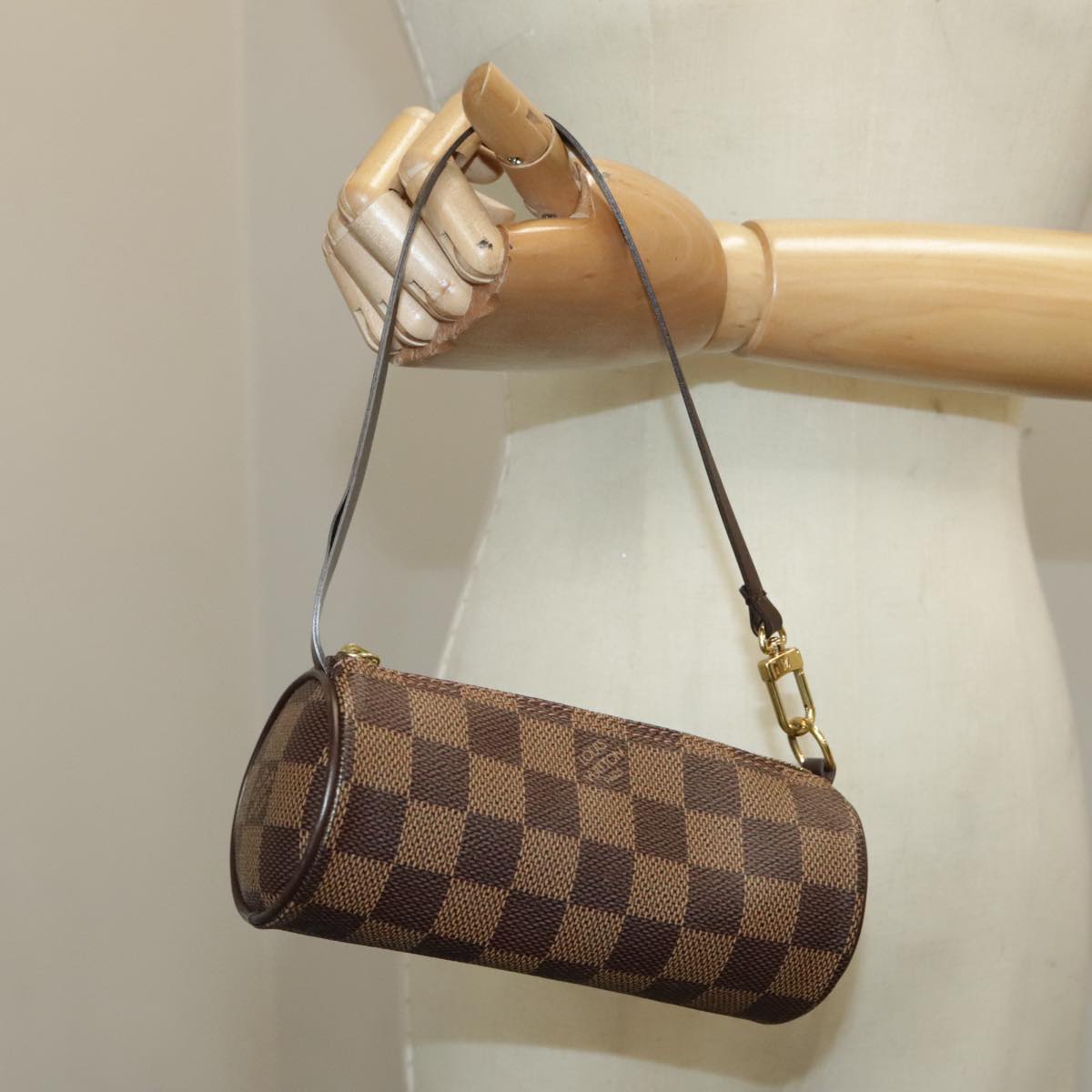 LOUIS VUITTON Damier Ebene Papillon Pouch LV Auth 101360