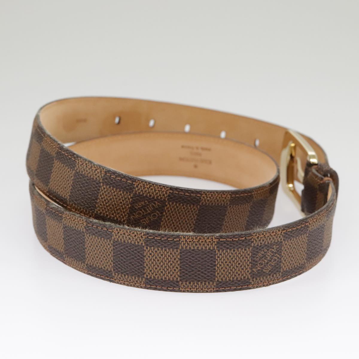 LOUIS VUITTON Damier Ebene Ceinture Ellipse Belt 40.2"" M6995 LV Auth 101362