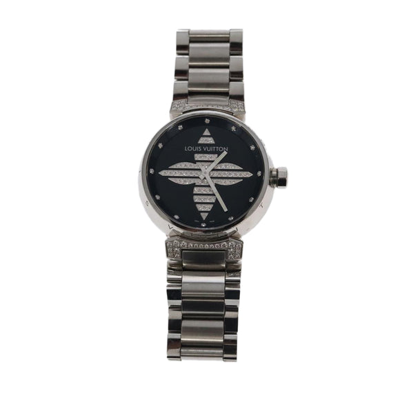 LOUIS VUITTON Tambour Forever Q121F Diamond Lug Pave Diamond Gray Watches Q121F 101376S