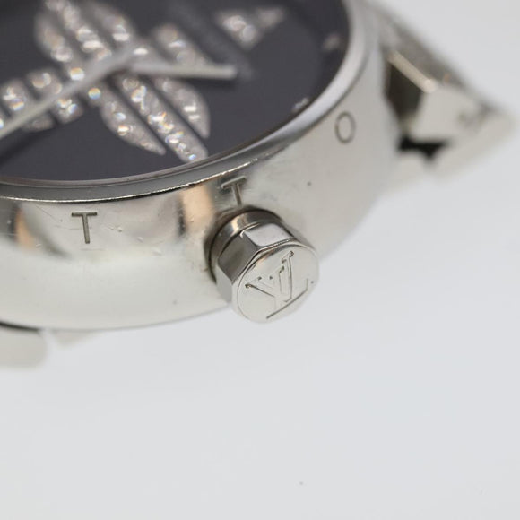 LOUIS VUITTON Tambour Forever Q121F Diamond Lug Pave Diamond Gray Watches Q121F 101376S