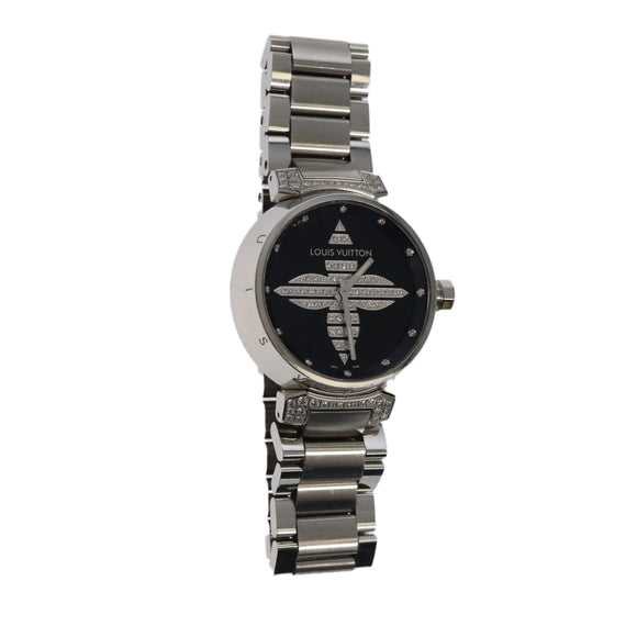 LOUIS VUITTON Tambour Forever Q121F Diamond Lug Pave Diamond Gray Watches Q121F 101376S