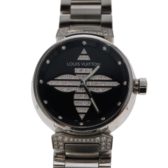 LOUIS VUITTON Tambour Forever Q121F Diamond Lug Pave Diamond Gray Watches Q121F 101376S