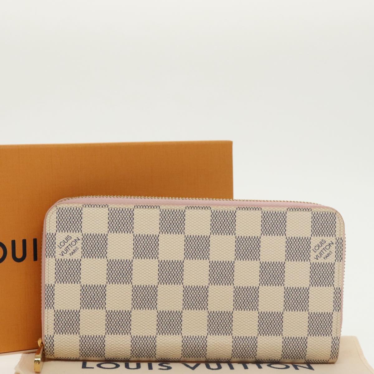 LOUIS VUITTON Damier Azur Zippy Wallet Long Wallet N63503 LV Auth 101378A