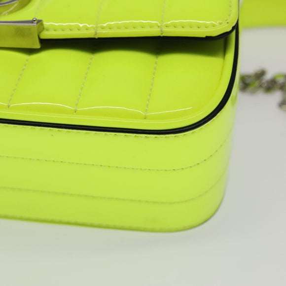 SAINT LAURENT Chain Vicky Small Bag Enamel Yellow Silver 538439 Auth 101382SAM