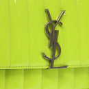 SAINT LAURENT Chain Vicky Small Bag Enamel Yellow Silver 538439 Auth 101382A-18