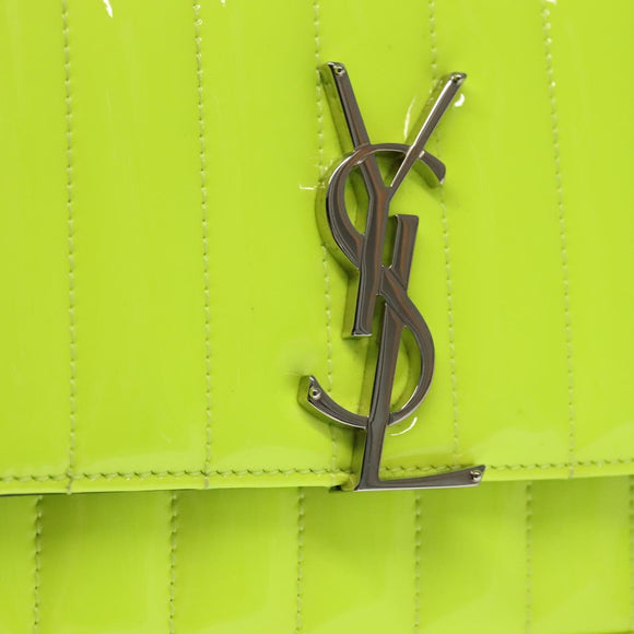 SAINT LAURENT Chain Vicky Small Bag Enamel Yellow Silver 538439 Auth 101382SAM