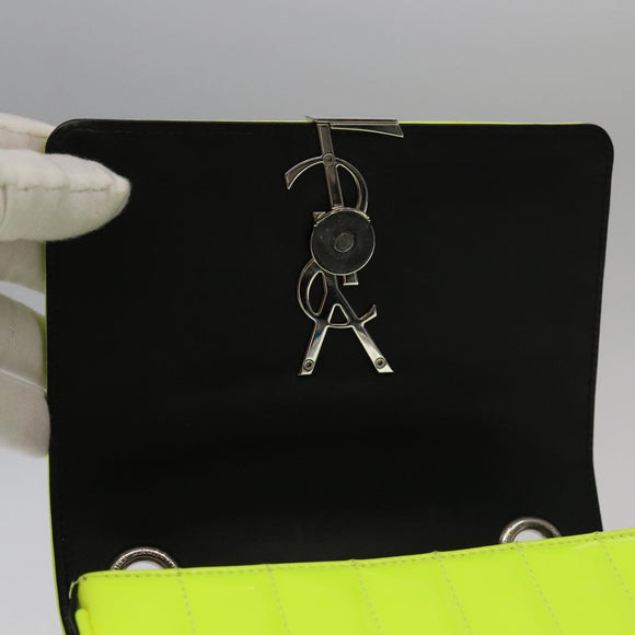 SAINT LAURENT Chain Vicky Small Bag Enamel Yellow Silver 538439 Auth 101382SAM
