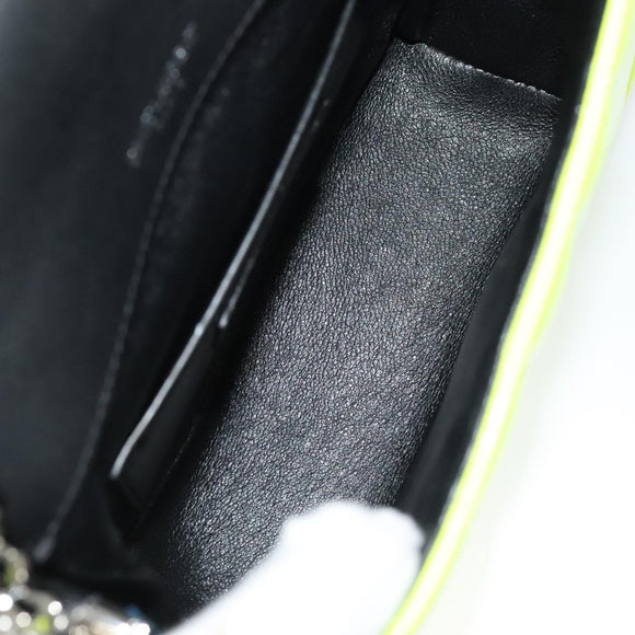 SAINT LAURENT Chain Vicky Small Bag Enamel Yellow Silver 538439 Auth 101382SAM
