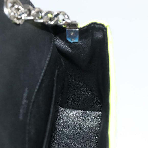 SAINT LAURENT Chain Vicky Small Bag Enamel Yellow Silver 538439 Auth 101382SAM