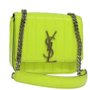 SAINT LAURENT Chain Vicky Small Bag Enamel Yellow Silver 538439 Auth 101382A-1
