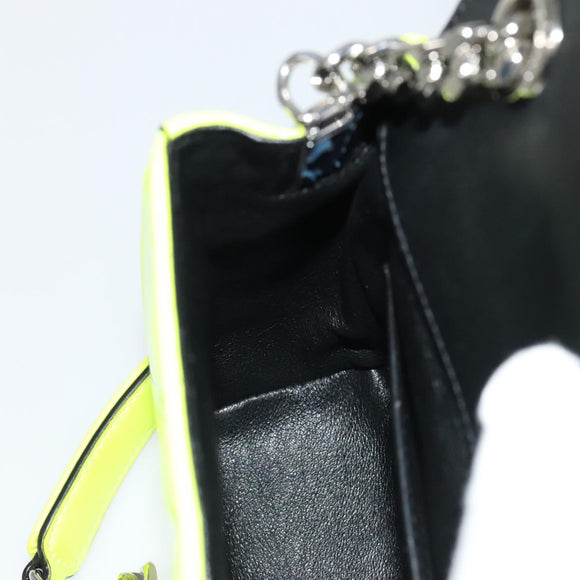 SAINT LAURENT Chain Vicky Small Bag Enamel Yellow Silver 538439 Auth 101382SAM