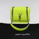 SAINT LAURENT Chain Vicky Small Bag Enamel Yellow Silver 538439 Auth 101382A-12