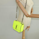SAINT LAURENT Chain Vicky Small Bag Enamel Yellow Silver 538439 Auth 101382A-25