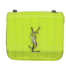 SAINT LAURENT Chain Vicky Small Bag Enamel Yellow Silver 538439 Auth 101382A-13